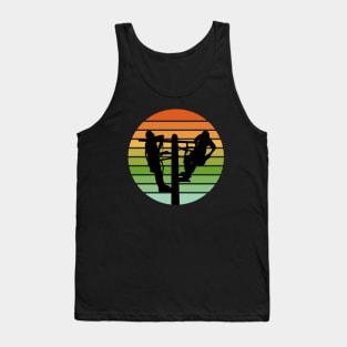 Lineman Repairing Damaged Power Lines Retro Sunset Tank Top